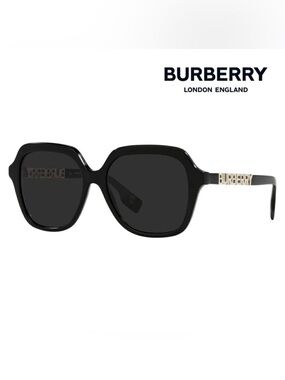 Burberry Black Sunglasses with Gold Logo Temples